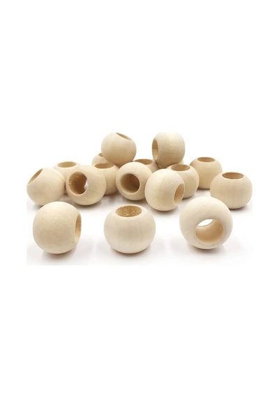 100 Gr 100 Adet Ahşap Boncuk 15 Mm Çap X 10 Mm Delik Doğal Yuvarlak Ahşap Makrome El İşi Çanta