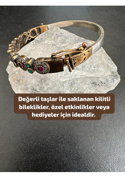 Otantik Yakut Zümrüt Ve Zirkon Taşlı 925 Ayar Gümüş Bileklik