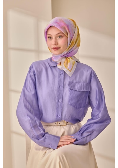 Silk Home Olinda İpek Eşarp 47004-08 Gümüş, Yanık Sarı, Turuncu, Lila, Pembe