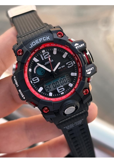 Joefox Küçük Kasa Digital Ve Analog 2 Yıl Garantili Kronometre+takvim+alarm+çoçuk Kol Saati Je.cbk21 Kırmızı - Siyah