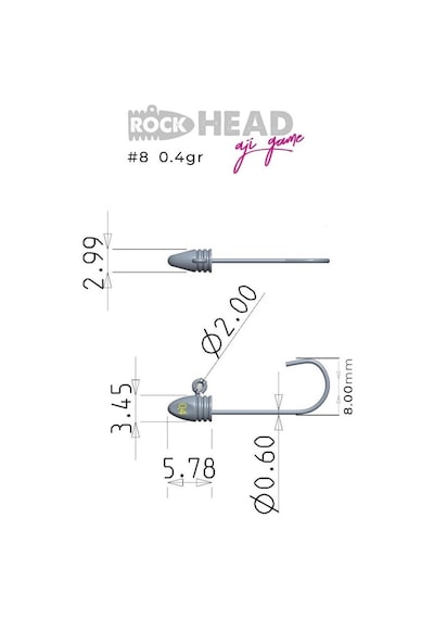 Rock-head 8no Aji Game Jighead 1,2 Gr 1,2 Gr