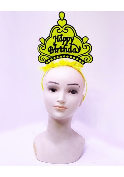 Happy Birthday Neon Sarı Renk Doğum Günü Tacı 24x15 Cm - Zmff-52362 18