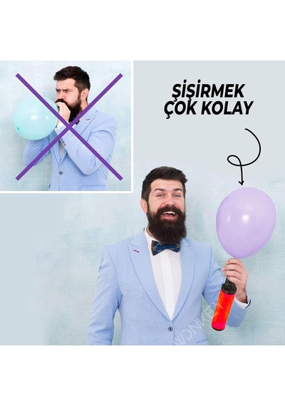 Wonkey Toys - 1 Adet Hızlı Balon Şişirme Pompası, Manuel 1.kalite Büyük Boy Balloon Pump Diğer