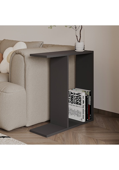 Lotus Modern Yan Sehpa Kitaplıklı Ve Dekoratif Tasarım Antrasit