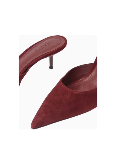 Schutz 63mm Topuklu Süet Point-toe Mules, Günlük Ve Gece Zarafeti Bordo