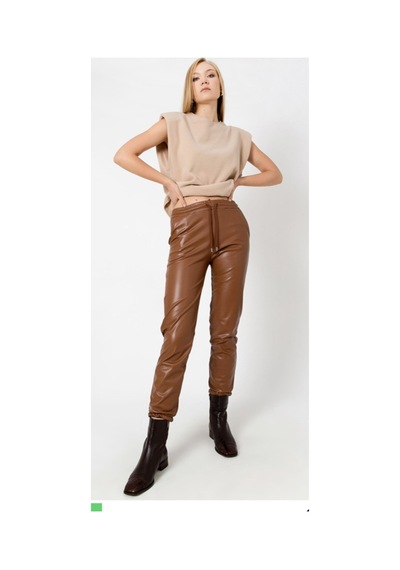 Winmoda34 Deri Pantolon Paça Lastikli Taba