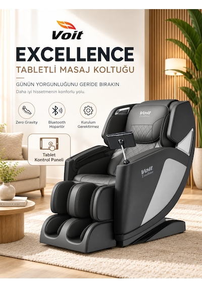 Voit Excellence Profesyonel Masaj Koltuğu Tabletli Kurulum Gerektirmez, , Daire Kapısı Teslim Siyah