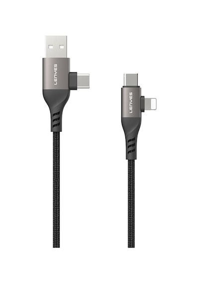 Lenyes LC501 4in1 A+C To C+l 60W Şarj Ve Data Kablosu 1 M Gri