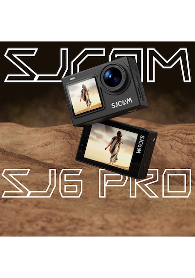 SJCAM SJ6 PRO WiFi 4K60 UHD 24MP 165° Geniş Açı 1000mAh 2”/1.3” Çift Ekranlı Aksiyon Kamerası Siyah