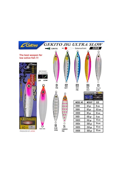 Cultiva 31918 Gekito Jig Ultra Slow 40g 8.0cm