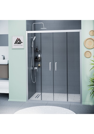 Vesta D400 İki Duvar Arası 2 Sabit 2 Sürgü Duşakabin Parlak Profil Şeffaf Cam H: 190 Cm Diğer