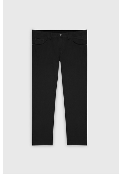 AC&Co / Altınyıldız Classics Erkek Sıyah Slim Fit Dar Kesim Pamuklu Esnek Armürlü 5 Cep Pantolon Siyah