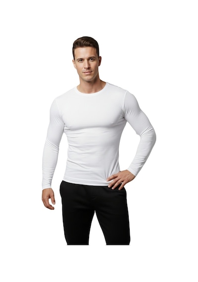 Deepsea Erkek Beyaz Uzun Kollu Sıfır Yaka Sweat 230042 Beyaz