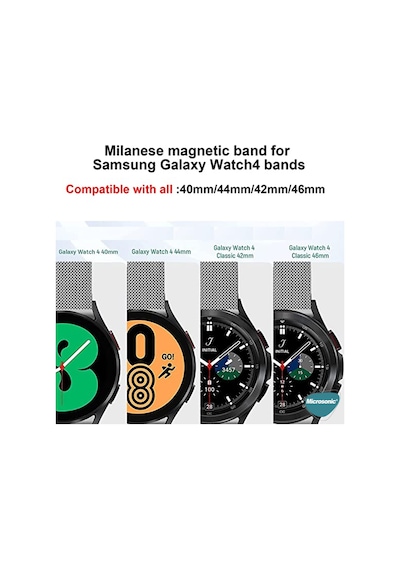 Microsonic Samsung Uyumlu Galaxy Watch 4 44mm Kordon Milano Loop Gümüş