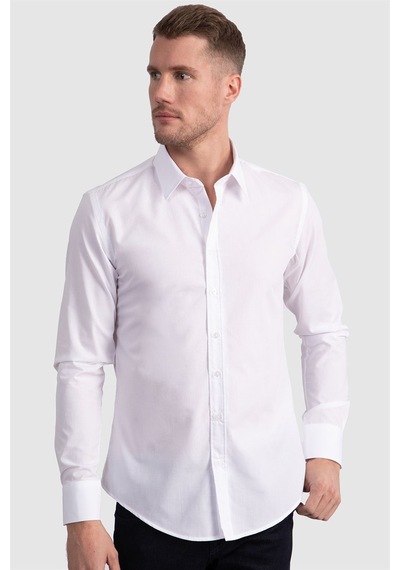 Tudors Slim Fit Dar Kesim Tery Cotton Erkek Gömlek-23362 Beyaz Tudors Slim Fit Dar Kesim Tery Cotton Erkek Gömlek-23362 Beyaz