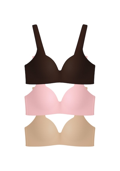 Cottonill Seamless Bra - Norea Micro Balensiz Dolgusuz Kadın Sütyen 3'lü Paket Çok Renkli -