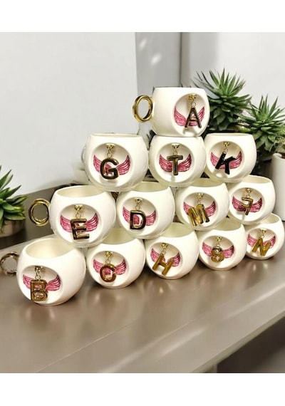Royking Letter Porselen B Harf Kupa 300 Ml Cmt 011 Pembe