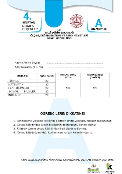 4.Sınıf Özel Okullar ve Bursluluk Hazırlık MEB Tıpkı Basım Deneme 6lı Fasikül SETİ