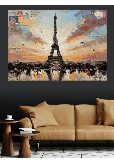 Ahşap Tablo Paris Eyfel Kulesi Yağlı Boya Çocuk Odası Tabloları