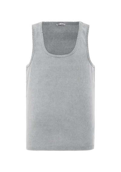 Vamos Yıkamalı Tank Top Kaşkorse Atlet Gri