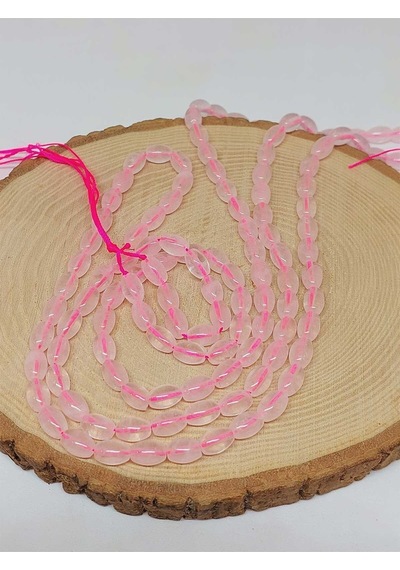 Bileklik Boy Pembe Kuvars Taşı Arpa Kesim Yarım Dizi 6 8.5mm 51114 18cm Uzunluğundadır Çok Renkli