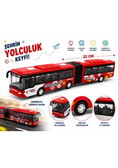 22 Cm Körüklü Şehir Otobüsü Oyuncak Kırmızı