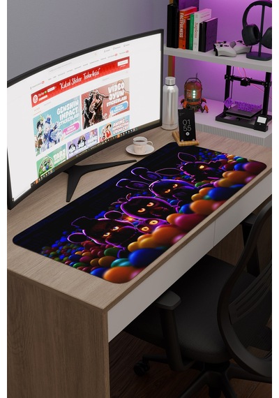 Five Nights At Freddy's Dikişli Kauçuk Oyuncu Mousepad V3 - 90x40 Xxl Gaming Mouse Pad