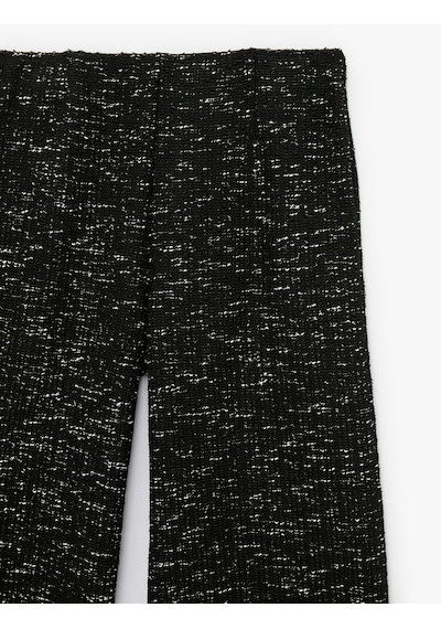 Koton Normal Bel Desenli Tüvit Dokulu Düz Bol Paça Pantolon Siyah 7wak40107ek