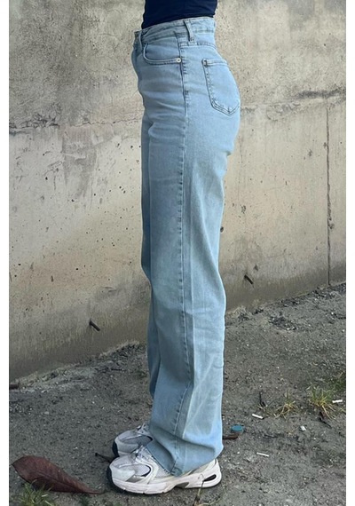 Madmext Mavi Büyük Beden Likralı Kadın Jean Mg2060-mavi Mavi