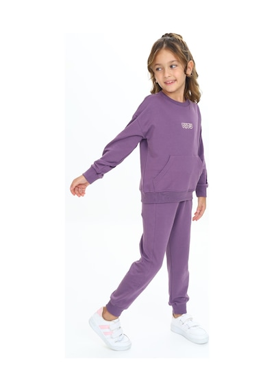 Toontoy Kids Toontoy Kız Çocuk Kanguru Cepli Tnty Nakışlı Eşofman Takım Mor