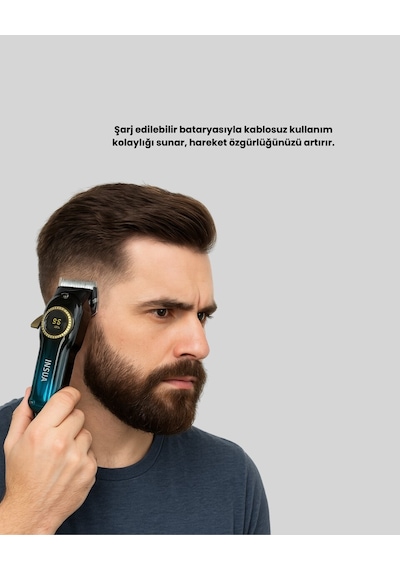 Profesyonel Saç Kesme Makinesi 2000 Mah Şarjlı Lcd Ekranlı 1 - 2 Saat