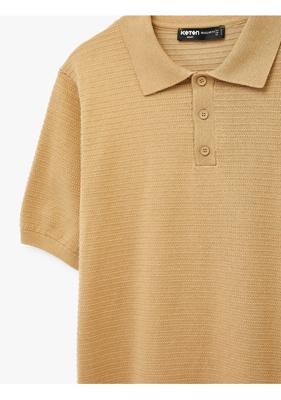 Koton Regular Fit Pamuklu Polo Yaka Kısa Kollu Triko Tişört Kahverengi 6sam70039ht Kahve