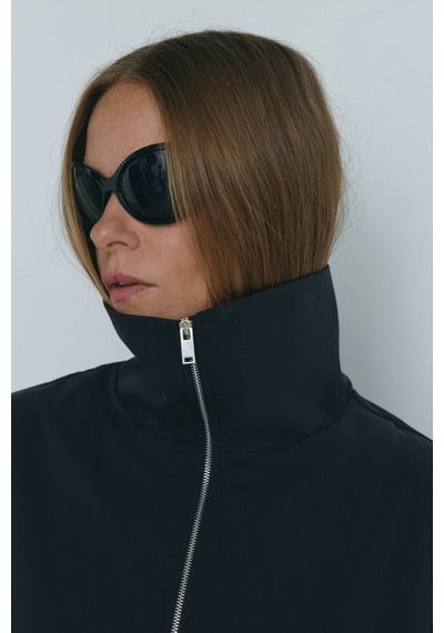 Suud Collection Lacivert Nora Fermuarlı Gabardin Ceket
