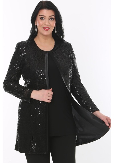 Ladies First Büyük Beden 3786 Siyah Ceket+bluz Takım 001