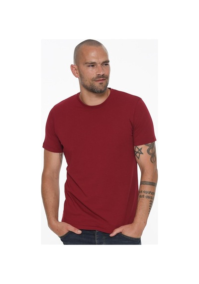 T8569 Dewberry Bisiklet Yaka Erkek T-shırt-koyu Bordo