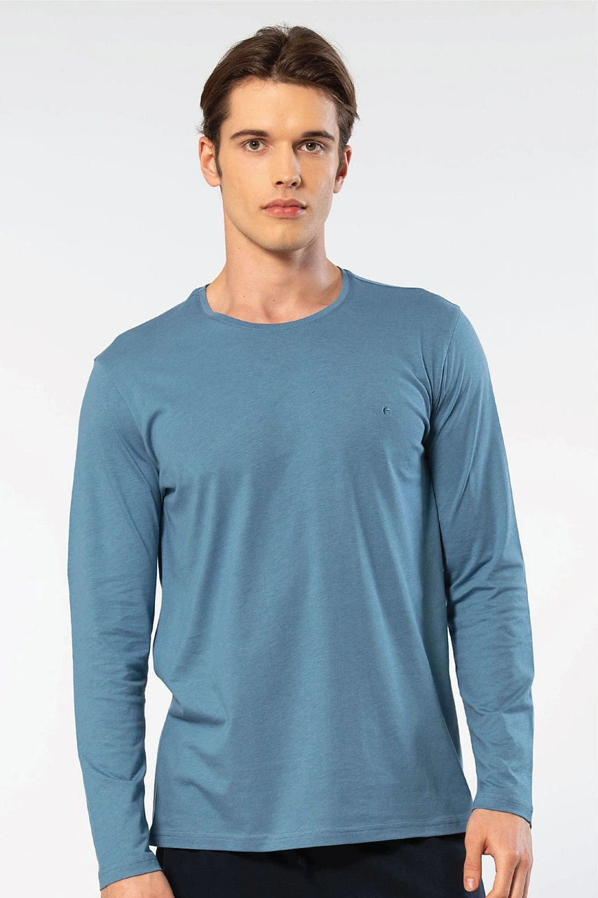 Cacharel Erkek Modal Pamuk Bisiklet Yaka T-shirt 2242/indigo İndigo
