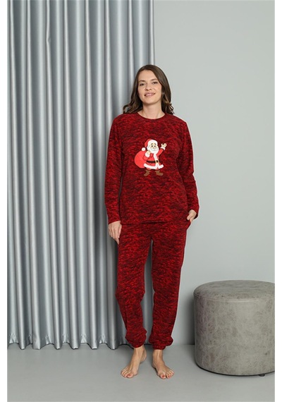 Akbeniz Welsoft Kadın Polar Sevgili Kombini Pijama Takımı 50125 Tek Takım Fiyatıdır - 2xl Kırmızı