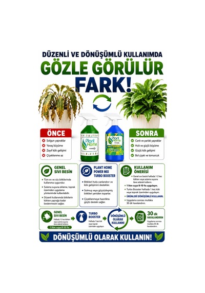 Bitki Besini Seti Genel Sıvı Besin Ve Turbo Booster 2 X 500 Ml 1 L
