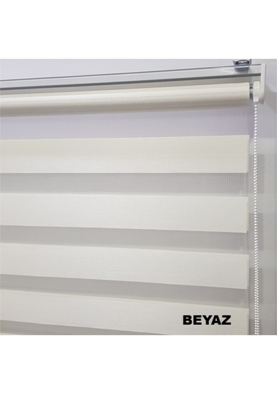 Asyhome Bambu Beyaz-Ekru-Krem-Gri Zebra Stor Perde