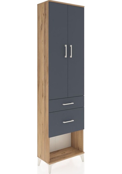 Arges Dolap 3 Raflı 2 Çekmeceli 2 Kapaklı 60x30x221 Çam-antrasit Çam