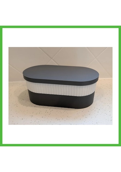 Vaveni 3d Baskı İki Rulo Tuvalet Kağıdı Saklama Kutusu Kapaklı Çizgili Banyo Organizeri Minimalist - Siyah Kapak Arz