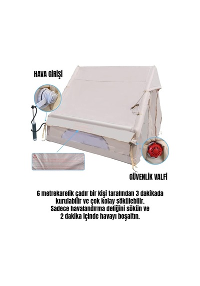 6 Kişilik 4 Mevsim Şişme Kamp Çadırı Oxford 210t Upf 40 Kumaş, -40 C'ye Kadar Kullanım Genel