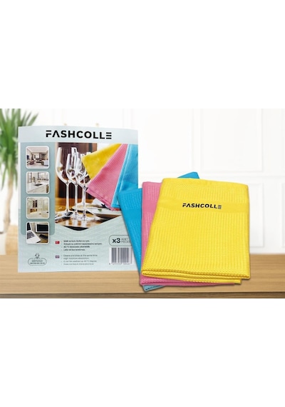 Fashcolle Mikrofiber Temizlik Bezi 3'lü X 3 Paket Toplam 9 Adet Gri - Kırmızı - Turuncu