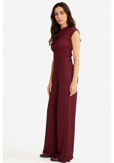 Defacto Wide Leg Geniş Bol Paça Bürümcük Pantolon D3570ax25aubr237 Bordo