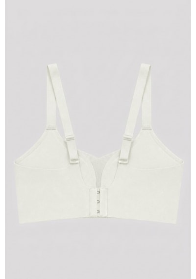 Cottonill Seamless Bra - Nuvia Krem Lazer Kesim Klipsli Önden Açılabilir Rib Dokulu Dikişsiz Emzirme Sütyeni
