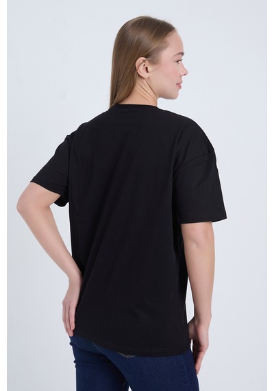 Velvoria Unisex Oversize Siyah Camping T-shirt