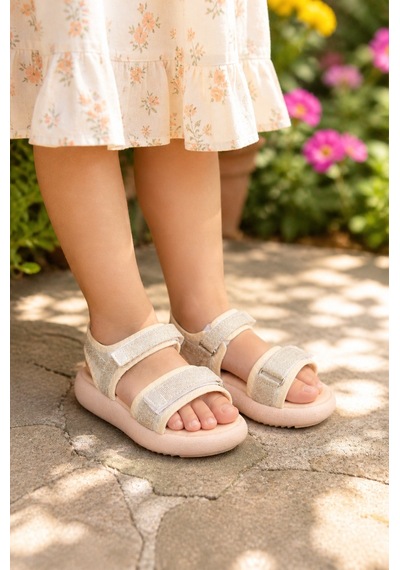 Mini Bonito Kız Çocuk Rahat Taban Günlük Sandalet Bej