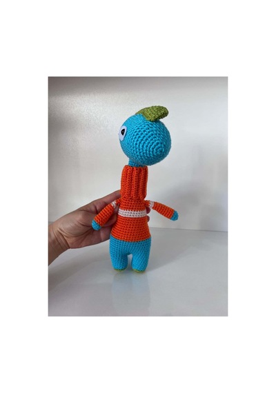 El Yapımı Amigurumi Dinozor Oyuncak - Turuncu Süveterli Örgü Peluş 25cm Turuncu