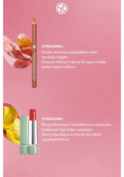 Yves Rocher Işıltılı Dudak Duo Makyaj Seti- Dudak Kalemi -pembe & Glow Ruj-mercan Kırmızısı