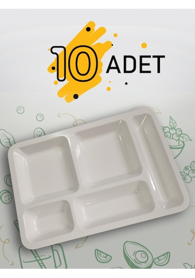 10 Adet Self Servis Tabldot Tabağı Polikarbon Yemekhane Tepsisi
